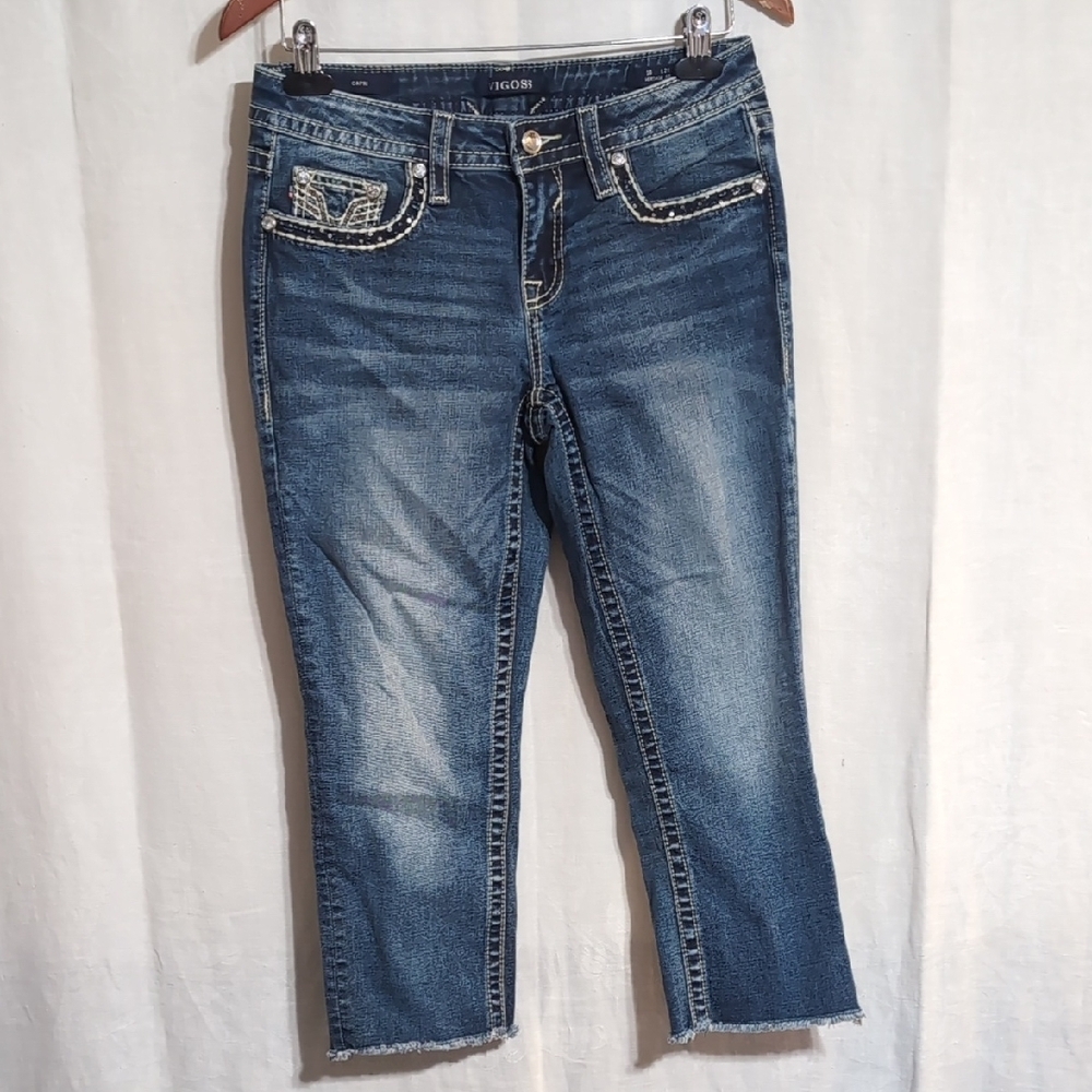Vigoss Midrise Heritage Fit Capri Jeans Raw Hem Size 6